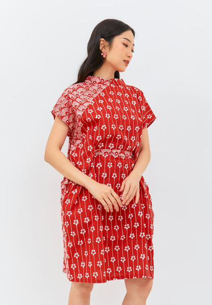 PEACOCK Red Kimono Dress