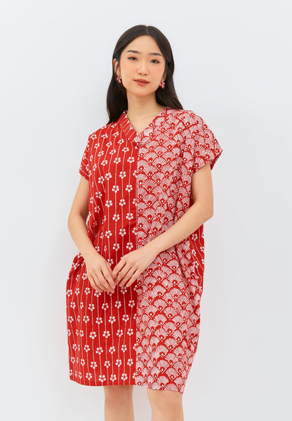PEACOCK Red Kimono Dress