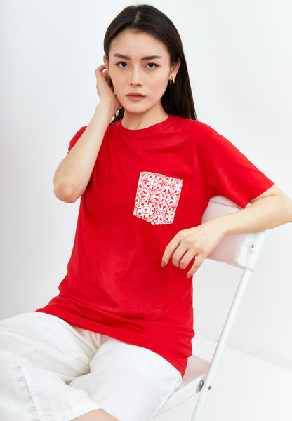 TWINKLING STARS Unisex Adult Red Bamboo T-shirt
