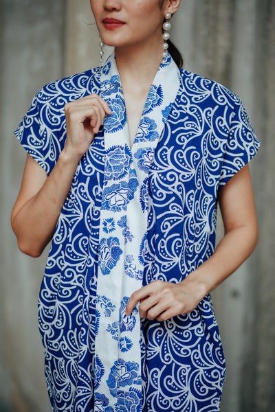 PORCELAIN BLU Batik Nyonya Dress