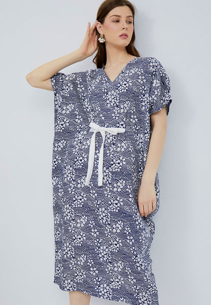 SAKURA さくら NAVY Midi Kimono Dress BATIK