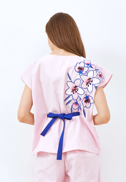 CHERRY BLOSSOM Embroidery Pink Multiway Top