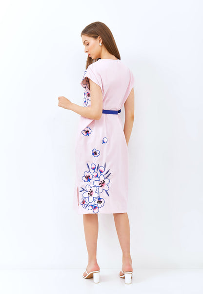CHERRY BLOSSOM Embroidery Pink Kimono Straight