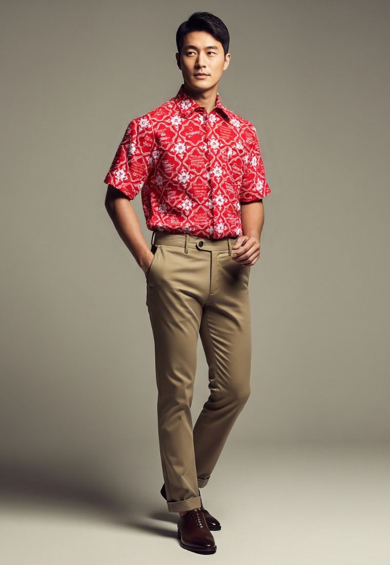 CALLIGRAPHY TILES Man Shirt with Point Collar