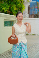3D Tenun White Vest Top