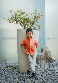 3D Tenun Orange Boy Shirt