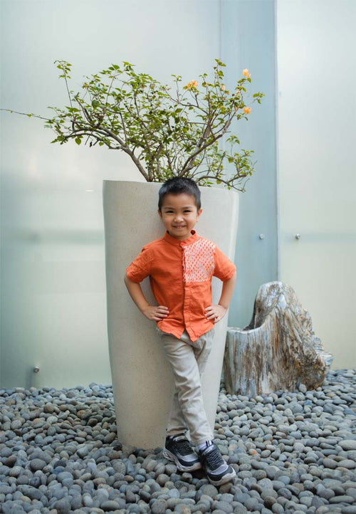 3D Tenun Orange Boy Shirt