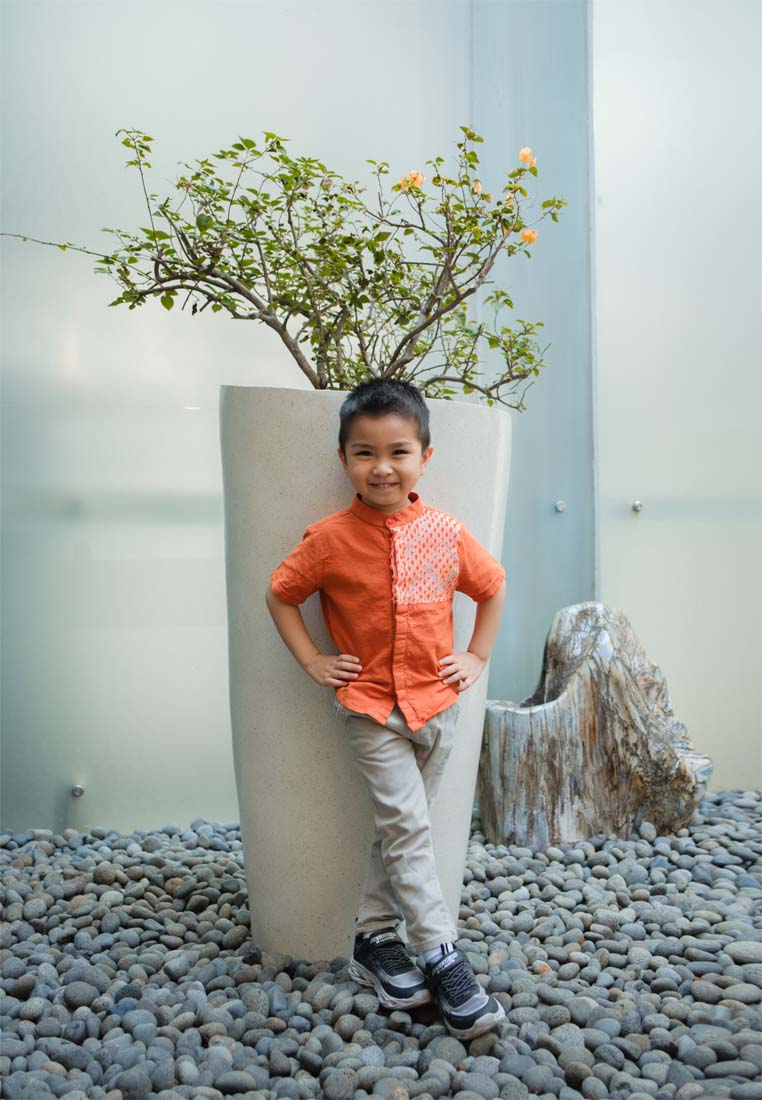 3D Tenun Orange Boy Shirt