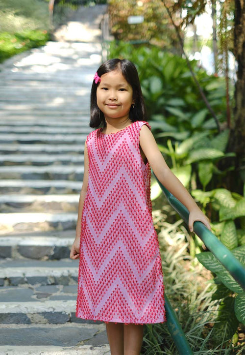 3D Tenun Fuchsia Girl Dress