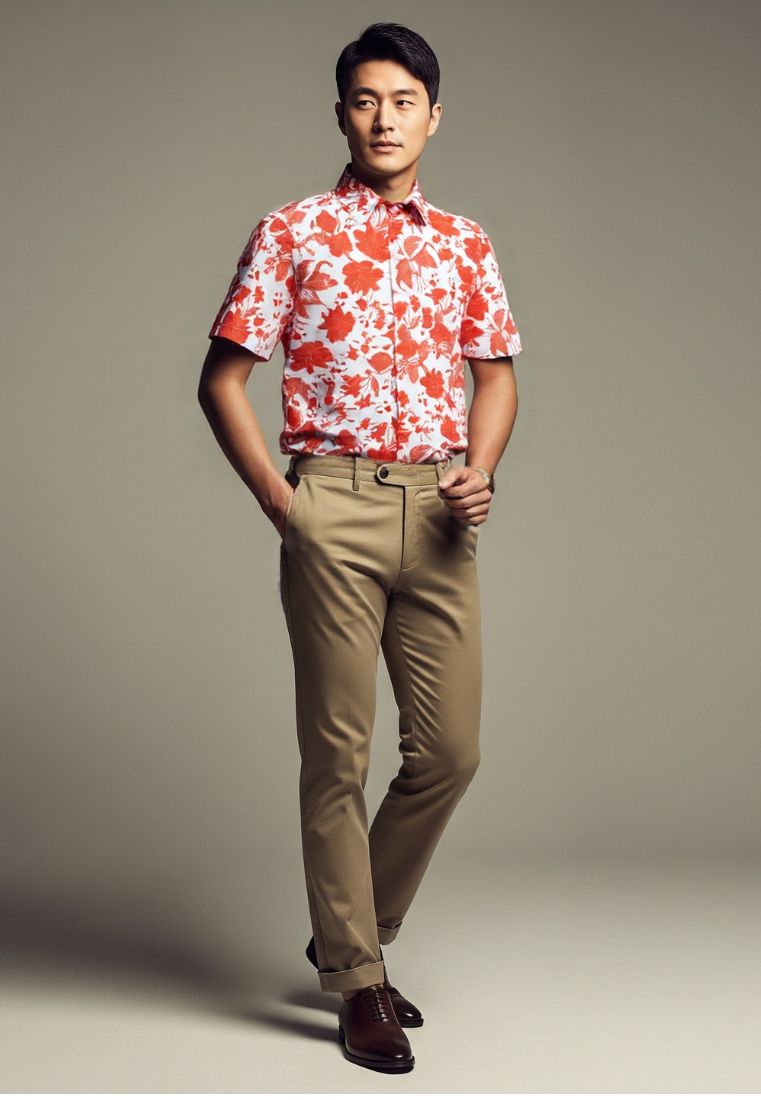 PERANAKAN PAWS Man Shirt with Point Collar