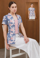 BANGKIT Blue & Pink Batik Kebaya Peplum Top