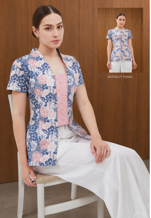 BANGKIT Blue & Pink Batik Kebaya Peplum Top