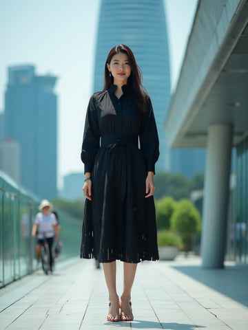 LUMINOUS Black Shirt Dress