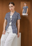 PEACOCK Navy Batik Kebaya Peplum Top