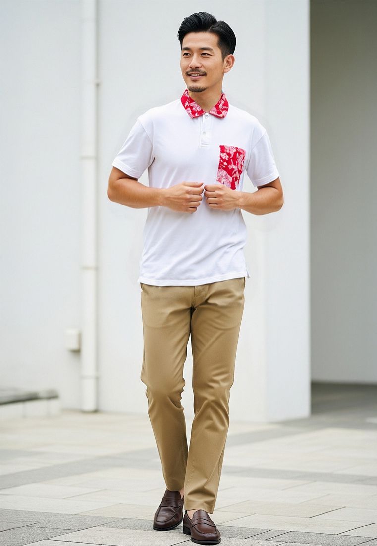 PERANAKAN PAWS Unisex Adult White Polo Shirt