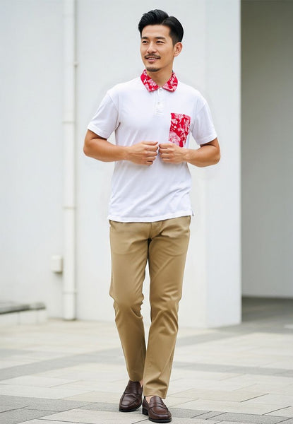 PERANAKAN PAWS Unisex Adult White Polo Shirt