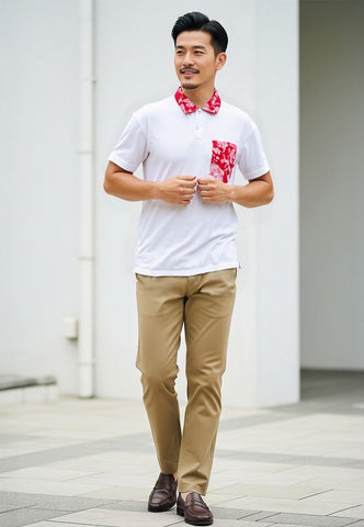 PERANAKAN PAWS Unisex Adult White Polo Shirt