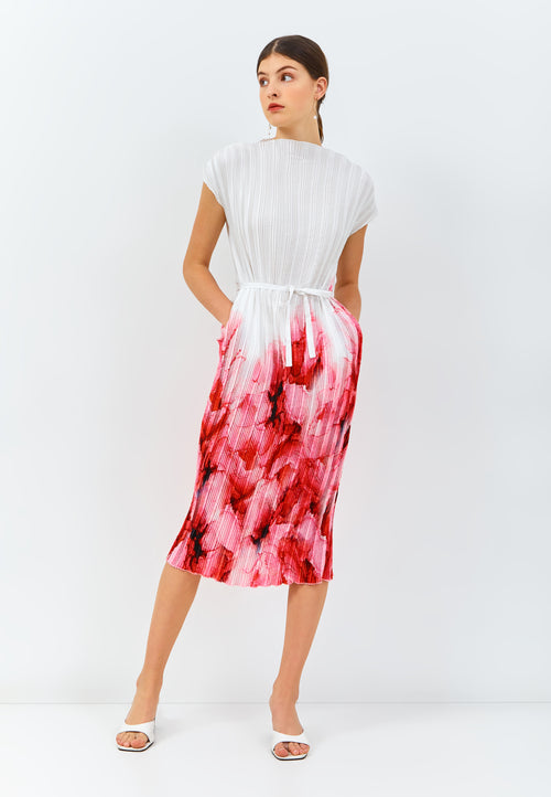 PEONIES Pleated Midi Dress