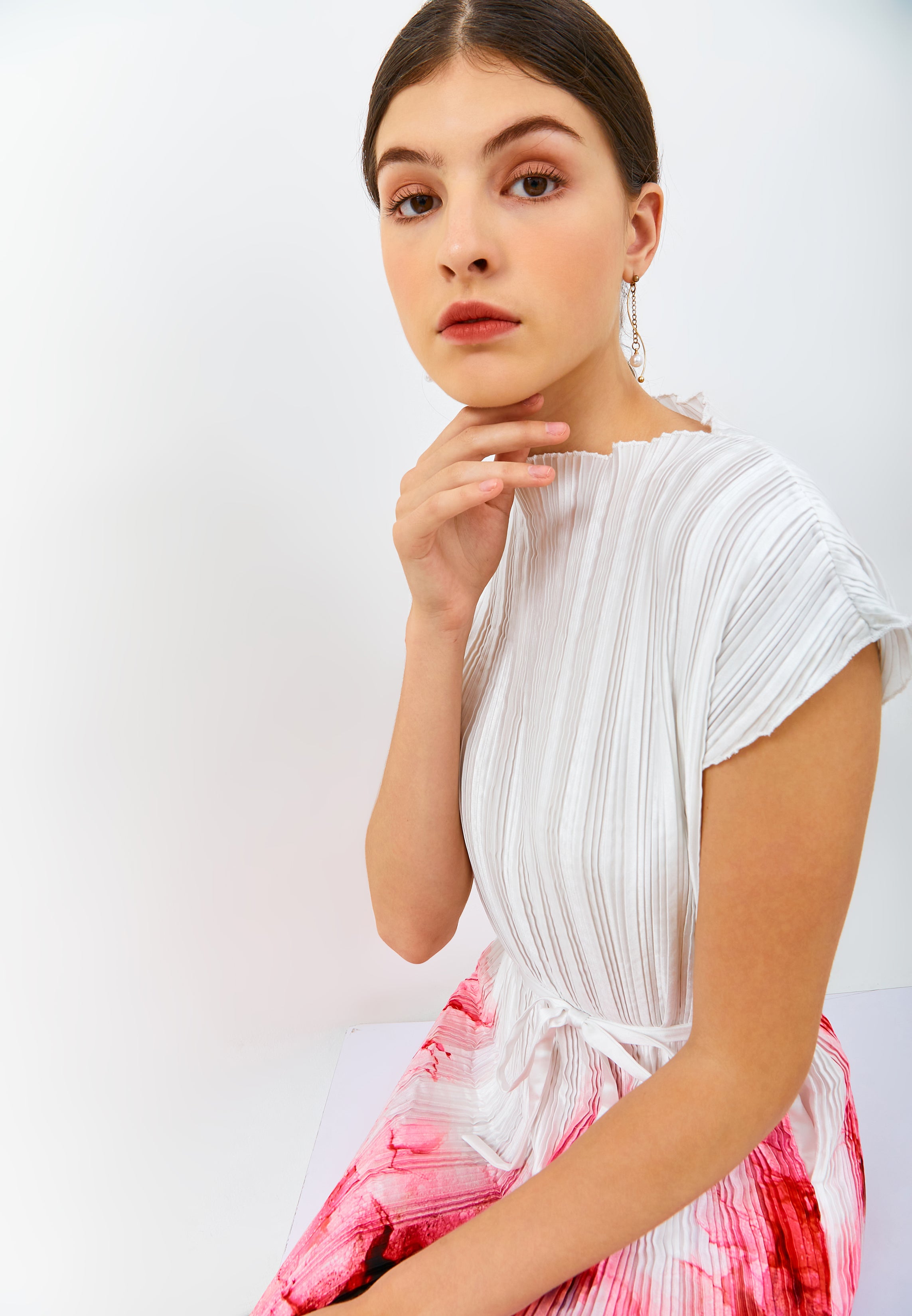 PEONIES Pleated Midi Dress