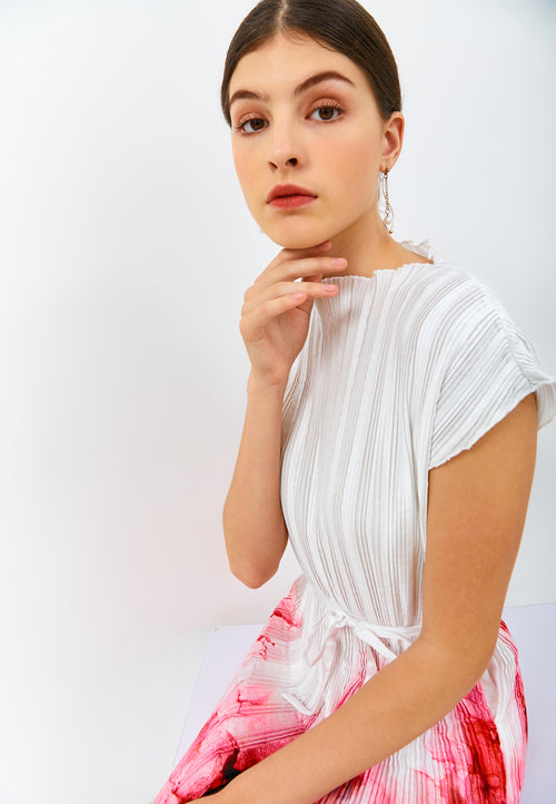 PEONIES Pleated Midi Dress