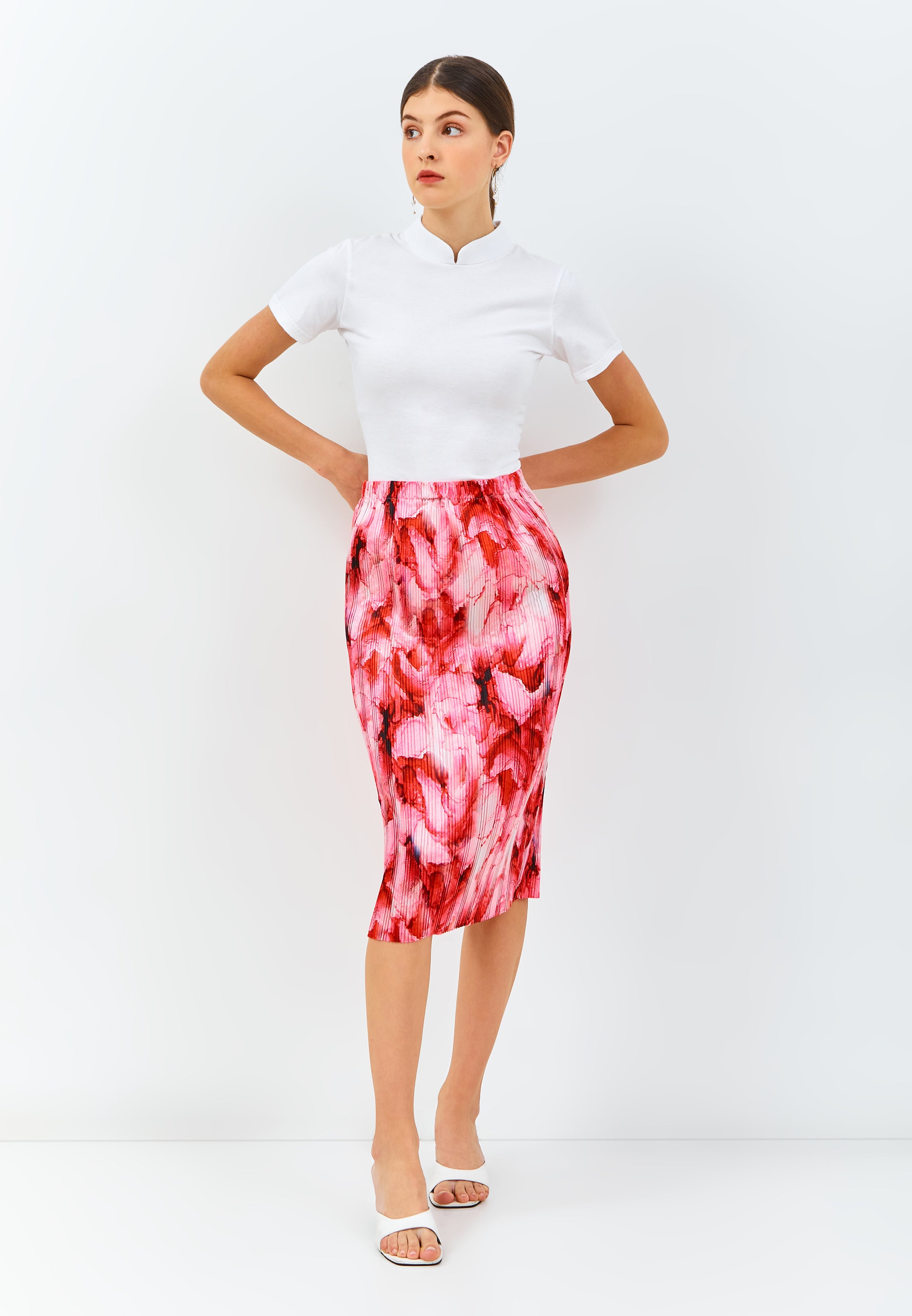 PEONIES Pleated Skirt