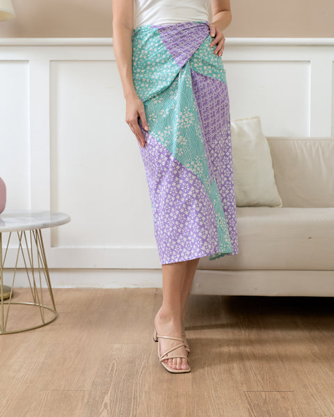 Kintsugi Lilac Mint Batik Sarong Skirt