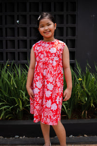 PERANAKAN PAWS Red Girl Baby Doll Dress