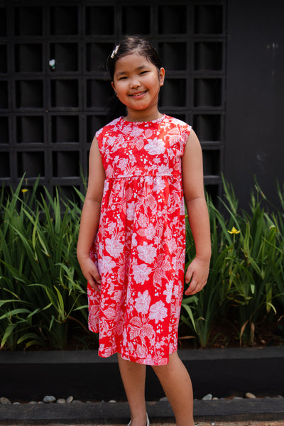 PERANAKAN PAWS Red Girl Baby Doll Dress