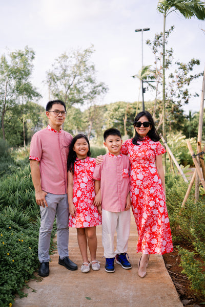 PERANAKAN PAWS Red Girl Sleeve Cheongsam Dress