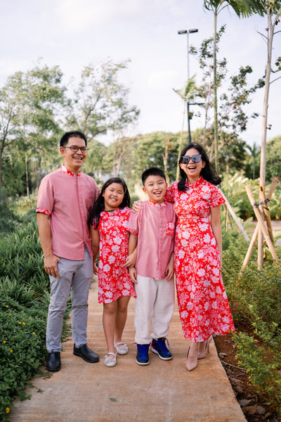 PERANAKAN PAWS Red Maxi Cheongsam Dress
