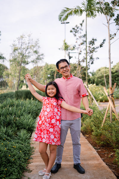 PERANAKAN PAWS Red Girl Sleeve Cheongsam Dress