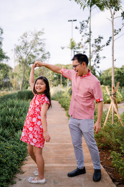 PERANAKAN PAWS Red Girl Sleeve Cheongsam Dress