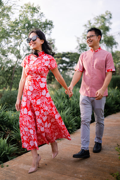 PERANAKAN PAWS Red Maxi Cheongsam Dress