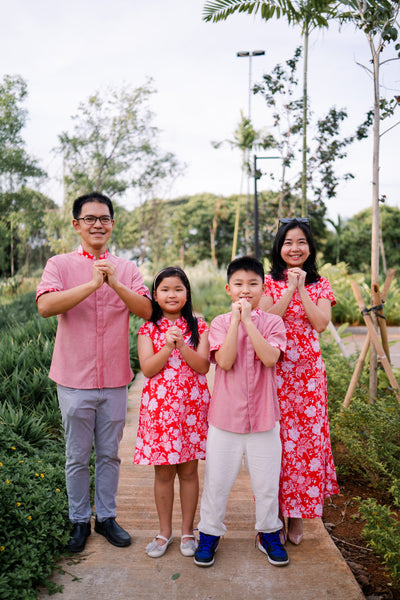 PERANAKAN PAWS Red Girl Sleeve Cheongsam Dress