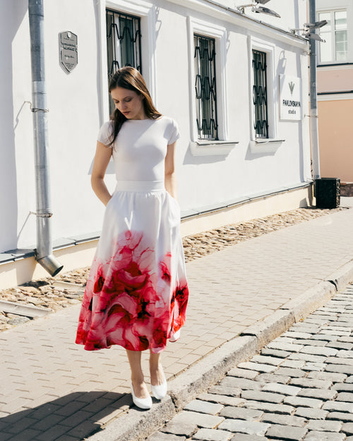 PEONIES Maxi Circle Skirt