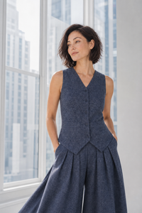 Navy Vest Top