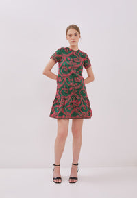 3D Tenun Green Mini Dress