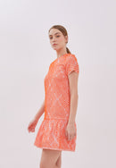 3D Tenun Orange Mini Dress
