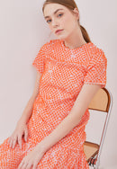 3D Tenun Orange Mini Dress