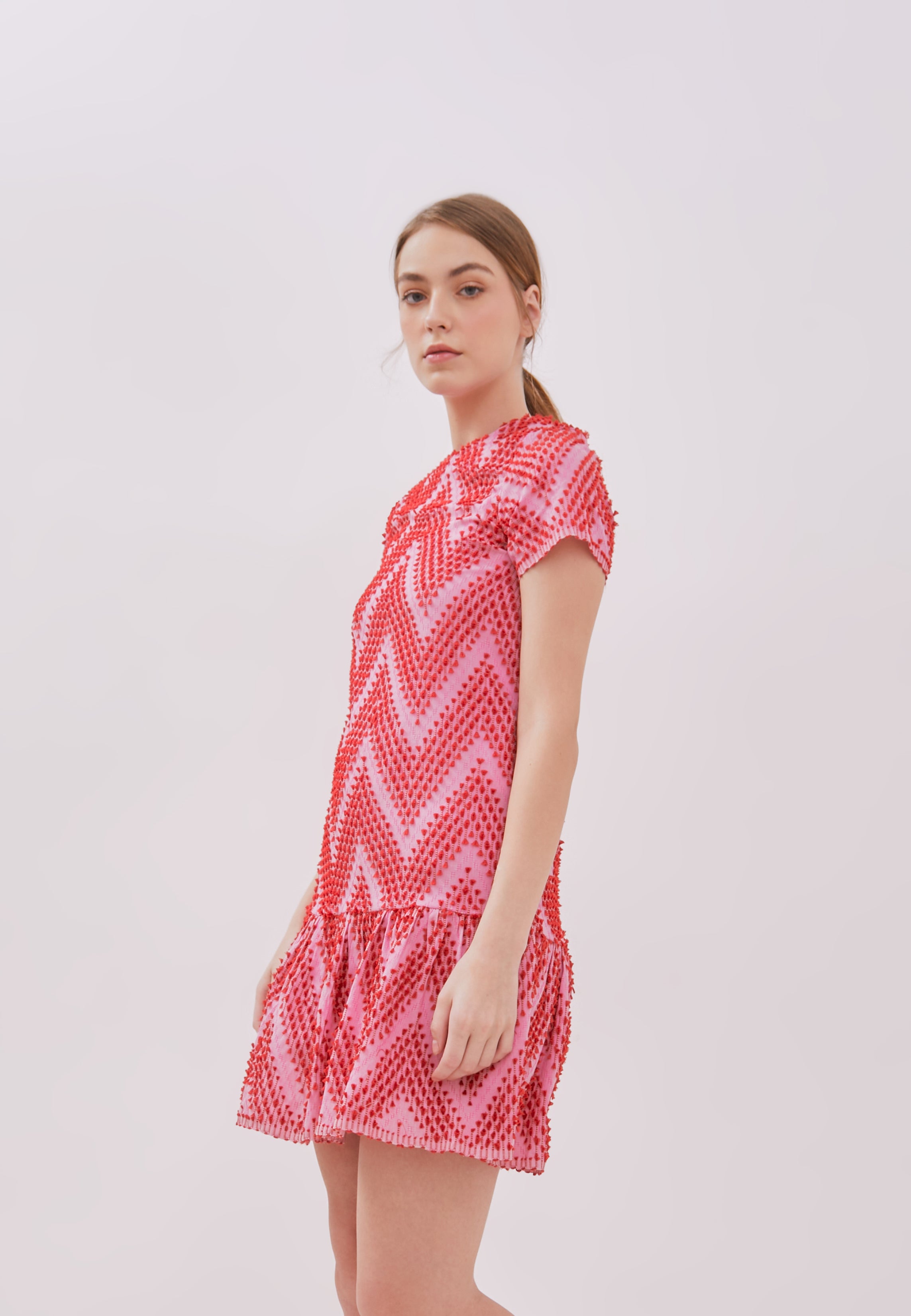 3D Tenun Fuchsia Mini Dress