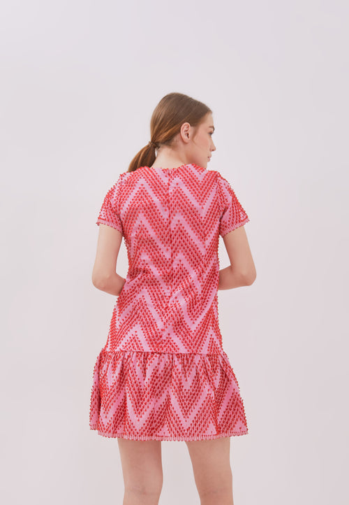 3D Tenun Fuchsia Mini Dress