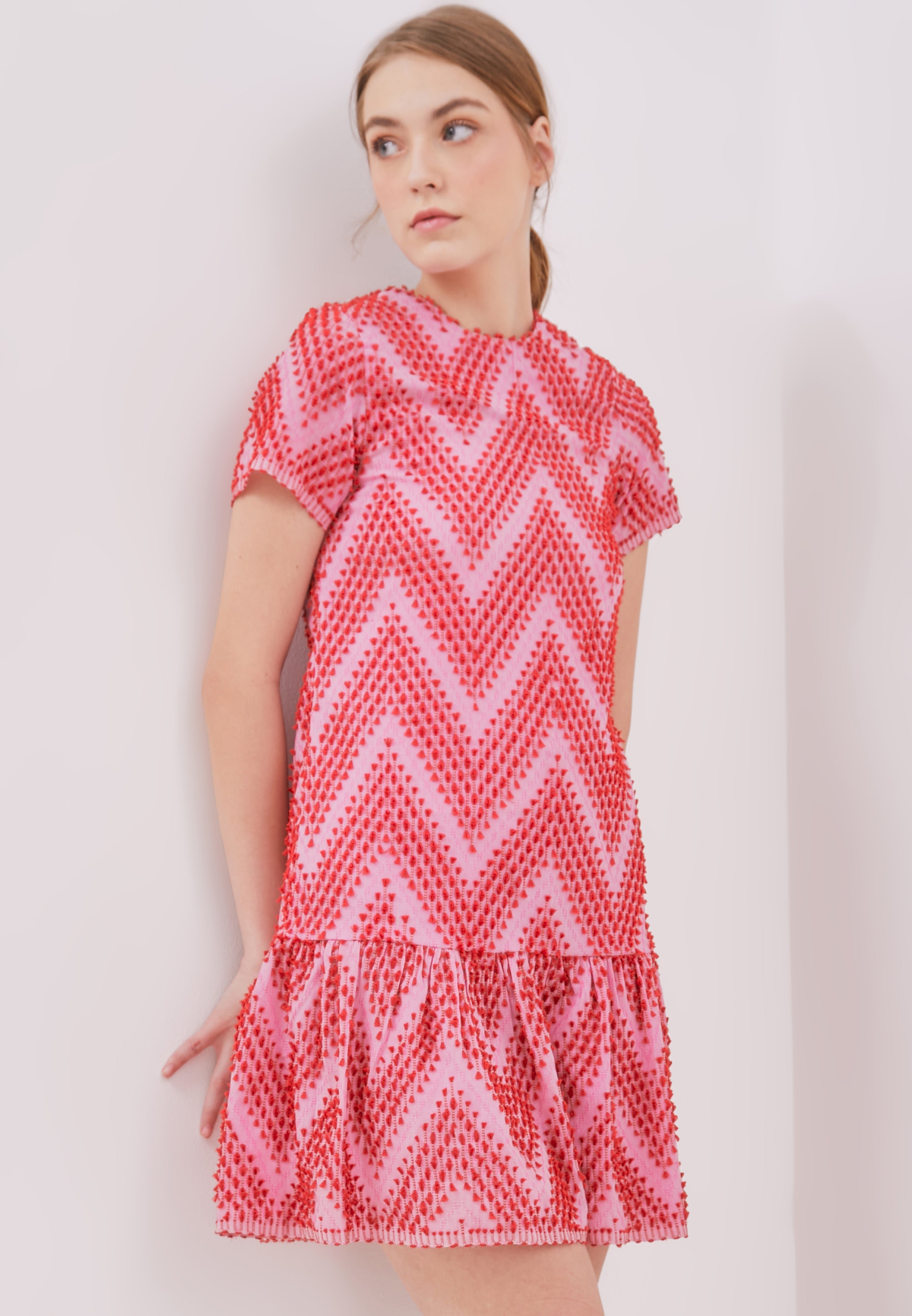 3D Tenun Fuchsia Mini Dress