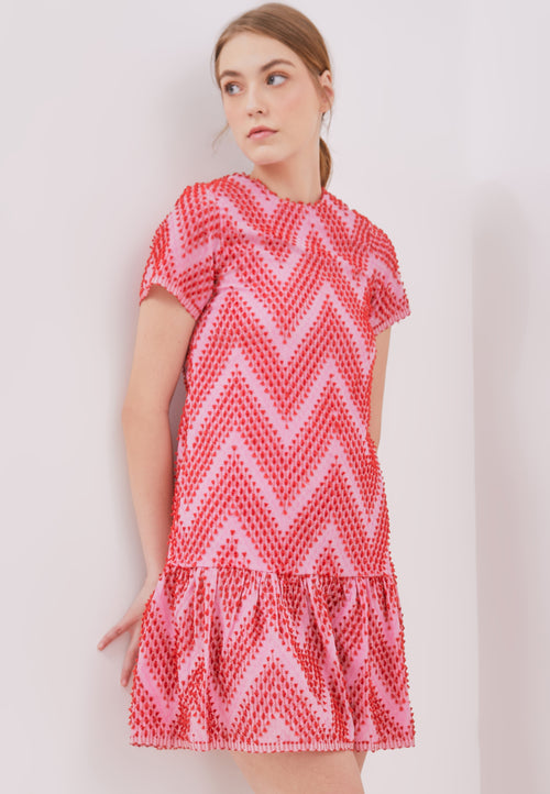 3D Tenun Fuchsia Mini Dress