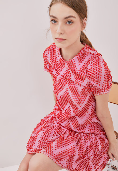 3D Tenun Fuchsia Mini Dress