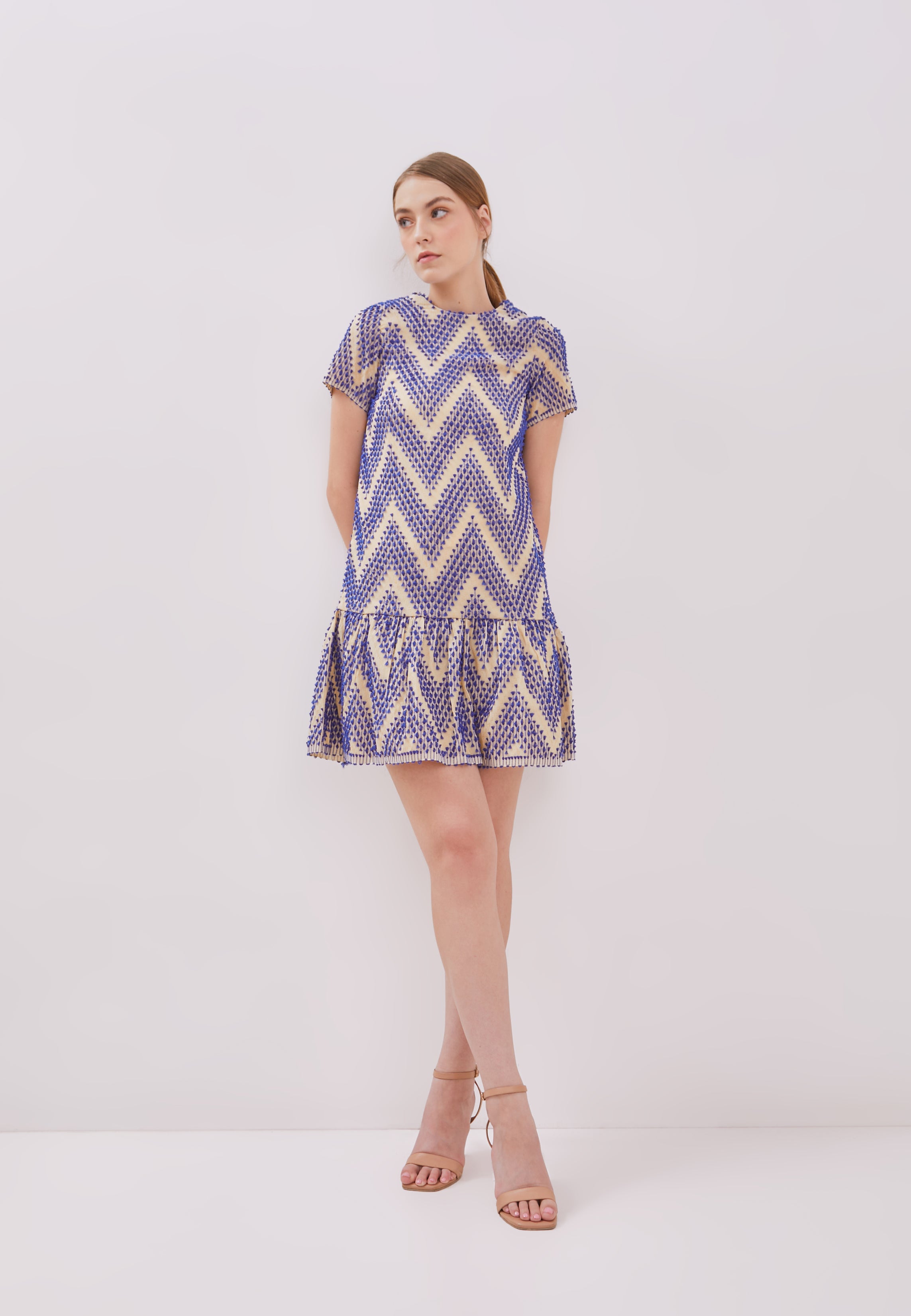 3D Tenun Blue Mini Dress