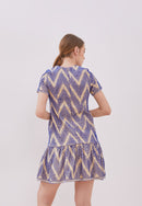 3D Tenun Blue Mini Dress