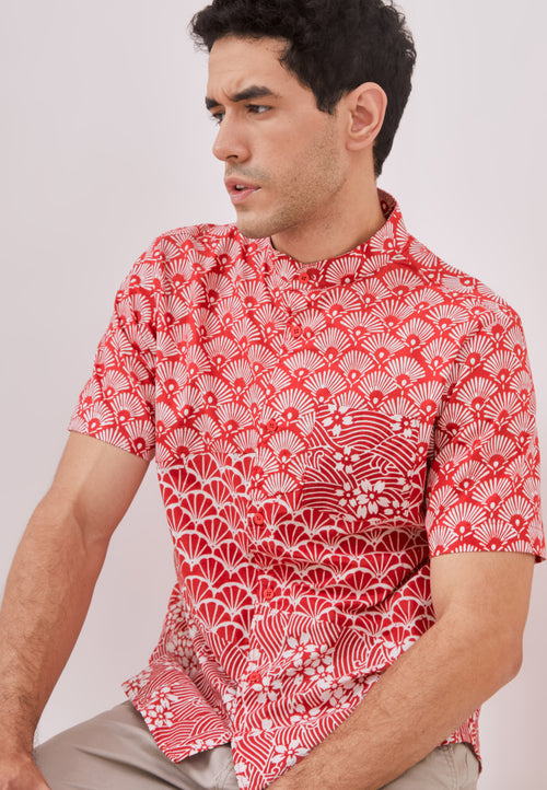 Kintsugi Red Man Batik Shirt