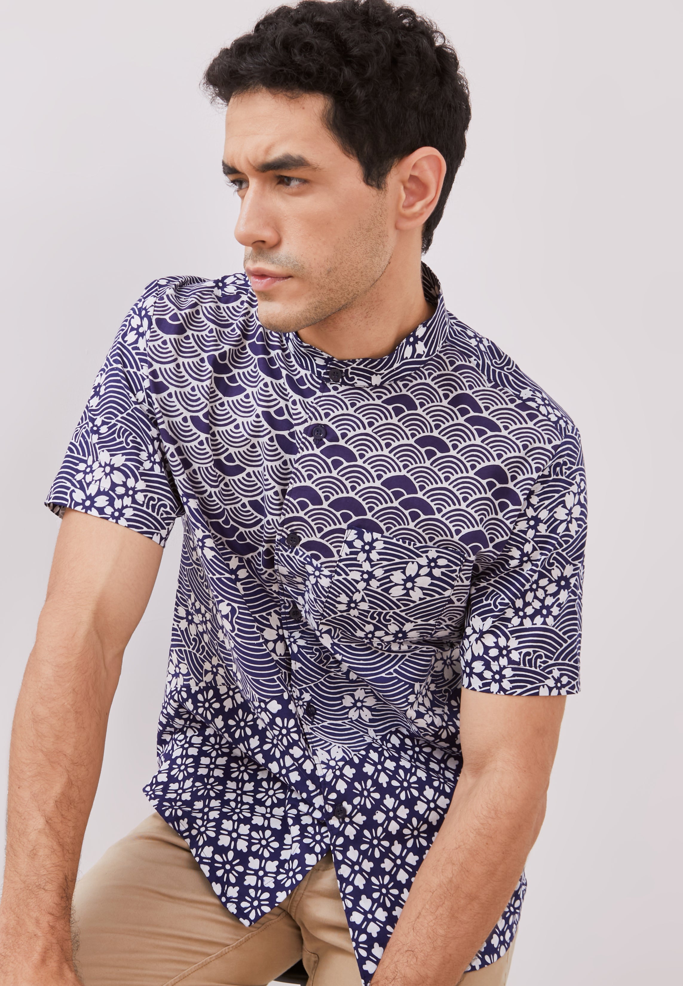 Kintsugi Navy Man Batik Shirt
