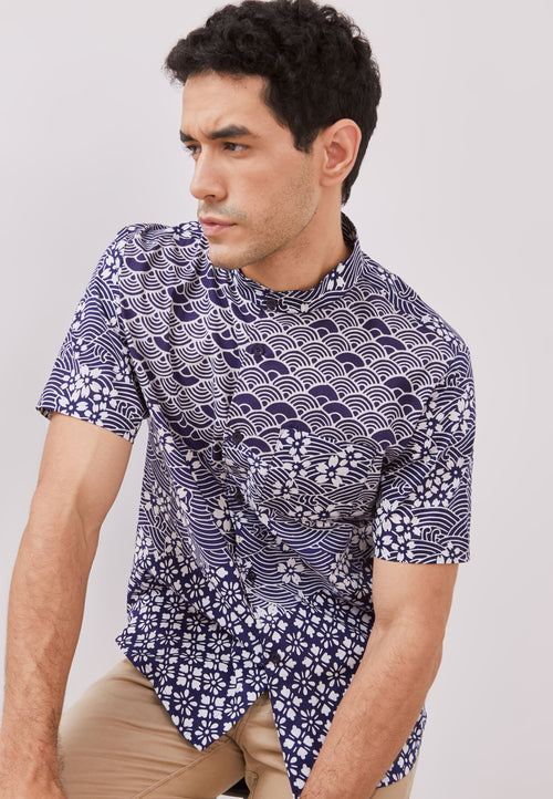 Kintsugi Navy Man Batik Shirt