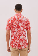 PERANAKAN PAWS Red Man Shirt with Point Collar